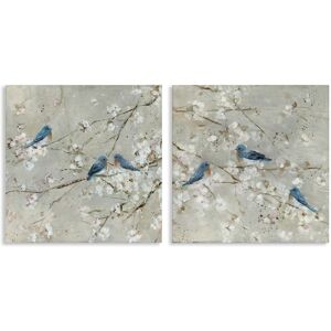 Stupell Blue Birds Perched Tree Blossoms Spring Scene 2pc Multi Piece Canvas Wall Art Set - Silver 17 x 17 Stupell Blue Birds Perched Tree Blossoms Spring Scene 2pc Multi Piece Canvas Wall Art Set - Silver 17 x 17