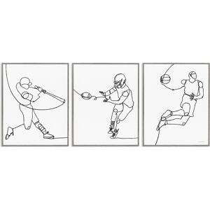Stupell Simple Line Doodle People Playing Sports Baseball Football Basketball Framed 3 Piece Wall Art - Black Grey 24 x 30 Stupell Simple Line Doodle People Playing Sports Baseball Football Basketball Framed 3 Piece Wall Art - Black Grey 24 x 30