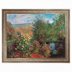Masterpiece Art Gallery Corner of the Garden at Montgeron by Claude Monet - Framed Canvas Art Print Gold Medium Masterpiece Art Gallery Corner of the Garden at Montgeron by Claude Monet - Framed Canvas Art Print Gold Medium