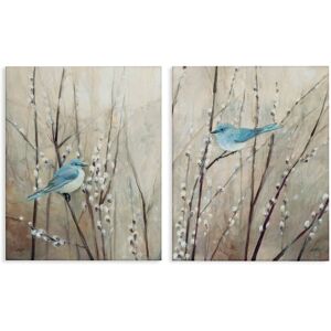 Stupell Peaceful Perched Blue Birds Animal Nature Painting, 2pc Multi Piece Canvas Wall Art Set 16 x 20 Stupell Peaceful Perched Blue Birds Animal Nature Painting, 2pc Multi Piece Canvas Wall Art Set 16 x 20