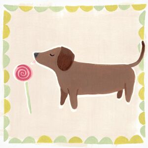 Trademark Fine Art June Erica Vess 'Dachshund Delight I' Canvas Art White 18 x 18 Trademark Fine Art June Erica Vess 'Dachshund Delight I' Canvas Art White 18 x 18