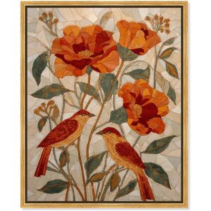 Two Birds Floral Decor Framed Canvas Print by Art Remedy Pink 16 Two Birds Floral Decor Framed Canvas Print by Art Remedy Pink 16