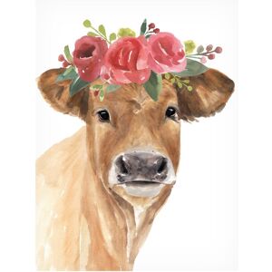 Trademark Fine Art Annie Warren 'Flowered Cow I' Canvas Art White 24 x 32 Trademark Fine Art Annie Warren 'Flowered Cow I' Canvas Art White 24 x 32