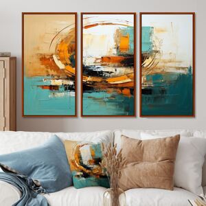 DESIGN ART Designart - Gilded Simplicity - Abstract Painting Wall Art Set Of 3 - Modern Framed Wall Decor 3 Pieces Gold,Blue 62 in. W x 40 in. H - 3 Panels DESIGN ART Designart - Gilded Simplicity - Abstract Painting Wall Art Set Of 3 - Modern Framed Wall Decor 3 Pieces Gold,Blue 62 in. W x 40 in. H - 3 Panels