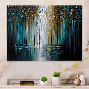 DESIGN ART Designart 'Abstract Nature Trees Painting I' Modern Canvas Wall Art Yellow,Black 40 in. wide x 30 in. high DESIGN ART Designart 'Abstract Nature Trees Painting I' Modern Canvas Wall Art Yellow,Black 40 in. wide x 30 in. high