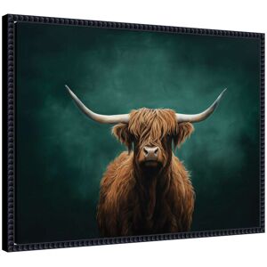 Kate and Laurel Highland Cow on Tonal Teal Green Abstract by The Creative Bunch Studio Framed Canvas Wall Art Print Black 24 x 18 Kate and Laurel Highland Cow on Tonal Teal Green Abstract by The Creative Bunch Studio Framed Canvas Wall Art Print Black 24 x 18