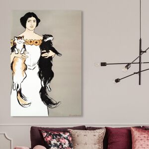 Wynwood Studio Canvas Animals Woman holding cats - Edward Penfield Gray and Modern & Contemporary Wall Art Canvas Print Grey 45 x 30 Wynwood Studio Canvas Animals Woman holding cats - Edward Penfield Gray and Modern & Contemporary Wall Art Canvas Print Grey 45 x 30