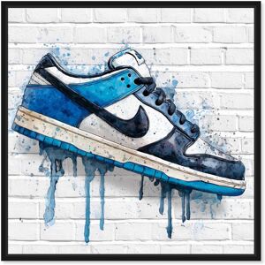 White Sneaker Drip Wall Sports Art Framed Canvas Print by Art Remedy Blue 20 White Sneaker Drip Wall Sports Art Framed Canvas Print by Art Remedy Blue 20