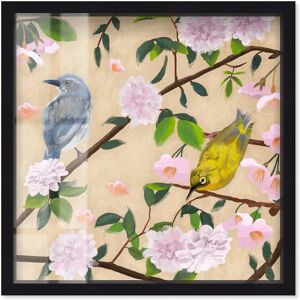 Birds Cuddle Shadowbox by Art Remedy Yellow 40 Birds Cuddle Shadowbox by Art Remedy Yellow 40