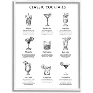 Stupell Classic Cocktails Mixed Drinks Kitchen Bar Sign Chart Framed Wall Art, Design by Lettered and Lined - White White 16 x 20 Stupell Classic Cocktails Mixed Drinks Kitchen Bar Sign Chart Framed Wall Art, Design by Lettered and Lined - White White 16 x 20