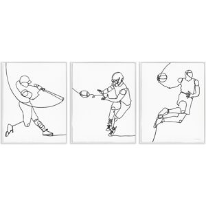 Stupell Simple Line Doodle People Playing Sports Baseball Football Basketball Framed 3 Piece Wall Art - Black White 11 x 14 Stupell Simple Line Doodle People Playing Sports Baseball Football Basketball Framed 3 Piece Wall Art - Black White 11 x 14