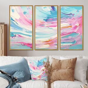 DESIGN ART Designart - Summer Bliss Miami - Abstract Painting Print - Modern Framed Canvas Wall Art Set Of 3 Print - For Home Decor White,Pink 38 in. W x 28 in. H - 3 Panels DESIGN ART Designart - Summer Bliss Miami - Abstract Painting Print - Modern Framed Canvas Wall Art Set Of 3 Print - For Home Decor White,Pink 38 in. W x 28 in. H - 3 Panels