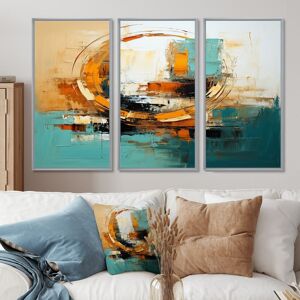 DESIGN ART Designart - Gilded Simplicity - Abstract Painting Wall Art Set Of 3 - Modern Framed Wall Decor 3 Pieces Gold,Blue 62 in. W x 40 in. H - 3 Panels DESIGN ART Designart - Gilded Simplicity - Abstract Painting Wall Art Set Of 3 - Modern Framed Wall Decor 3 Pieces Gold,Blue 62 in. W x 40 in. H - 3 Panels