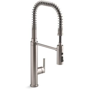 Kohler Purist 1.5 GPM Single Hole Pre-Rinse Kitchen Faucet with Sweep Spray, DockNetik, and MasterClean Technologies Silver 10.0 In. L X 5.0 In. W X 23.81 In. H Kohler Purist 1.5 GPM Single Hole Pre-Rinse Kitchen Faucet with Sweep Spray, DockNetik, and MasterClean Technologies Silver 10.0 In. L X 5.0 In. W X 23.81 In. H