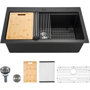 VEVOR Kitchen Sink Workstation, Drop-In Single Bowl Farmhouse Basin with Multiple Accessories Top-Mount-Sink, 33 Inch, Single-Step Top-Mount-Sink, 33 Inch, Single-Step VEVOR Kitchen Sink Workstation, Drop-In Single Bowl Farmhouse Basin with Multiple Accessories Top-Mount-Sink, 33 Inch, Single-Step Top-Mount-Sink, 33 Inch, Single-Step