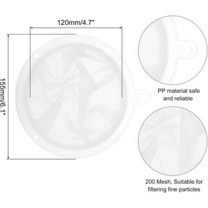 Unique 200 Mesh Food Filter Strainer, 5.9in Nylon Fine Mesh Sieve Drainer - White 1Pcs Unique 200 Mesh Food Filter Strainer, 5.9in Nylon Fine Mesh Sieve Drainer - White 1Pcs