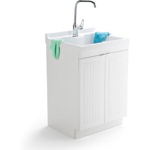WYNDENHALL Bishop Laundry Cabinet with Faucet and Sink Pure White 24'' W x 47.8'' H x 20.5'' D WYNDENHALL Bishop Laundry Cabinet with Faucet and Sink Pure White 24'' W x 47.8'' H x 20.5'' D