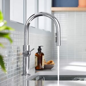 Kohler Crue 1.5 GPM Single Hole Pull Down Kitchen Faucet - Includes Escutcheon Silver 8.56 In. L X 5.0 In. W X 17.19 In. H Kohler Crue 1.5 GPM Single Hole Pull Down Kitchen Faucet - Includes Escutcheon Silver 8.56 In. L X 5.0 In. W X 17.19 In. H