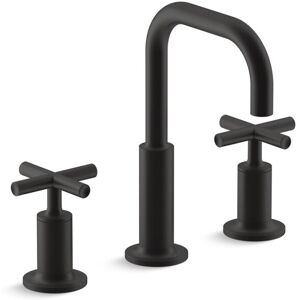Kohler Purist® Widespread Bathroom Sink Faucet with Low Cross Handles and Low Gooseneck Spout (K-14406-3-BL) Matte Black 5.5 In. L X 8.0 In. W X 8.5 In. H Kohler Purist® Widespread Bathroom Sink Faucet with Low Cross Handles and Low Gooseneck Spout (K-14406-3-BL) Matte Black 5.5 In. L X 8.0 In. W X 8.5 In. H