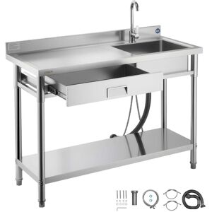 VEVOR Stainless Steel Utility Sink, Rolling Single Bowl Commercial Kitchen Sink with Drawer, Faucet and Hot & Cold Water Pipe 47.2 x 19.7 x 37 in 47.2 x 19.7 x 37 in VEVOR Stainless Steel Utility Sink, Rolling Single Bowl Commercial Kitchen Sink with Drawer, Faucet and Hot & Cold Water Pipe 47.2 x 19.7 x 37 in 47.2 x 19.7 x 37 in