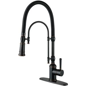 WOWOW Single Handle Gooseneck Pull Down Sprayer Kitchen Faucet Oil Rubbed Bronze Without Soap Dispenser WOWOW Single Handle Gooseneck Pull Down Sprayer Kitchen Faucet Oil Rubbed Bronze Without Soap Dispenser