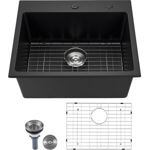 VEVOR Kitchen Sink Workstation, Drop-In Single Bowl Farmhouse Basin with Multiple Accessories Top-Mount-Sink, 25 Inch, No-Step Top-Mount-Sink, 25 Inch, No-Step VEVOR Kitchen Sink Workstation, Drop-In Single Bowl Farmhouse Basin with Multiple Accessories Top-Mount-Sink, 25 Inch, No-Step Top-Mount-Sink, 25 Inch, No-Step