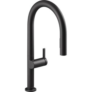 Kohler Components 1.5 GPM Single Hole Pull Down Kitchen Faucet with Two Function Sprayhead Black 9.56 In. L X 5.0 In. W X 19.42 In. H Kohler Components 1.5 GPM Single Hole Pull Down Kitchen Faucet with Two Function Sprayhead Black 9.56 In. L X 5.0 In. W X 19.42 In. H