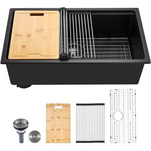 VEVOR Kitchen Sink Workstation, Drop-In Single Bowl Farmhouse Basin with Multiple Accessories Undermount-Sink, 30 Inch, Single-Step Undermount-Sink, 30 Inch, Single-Step VEVOR Kitchen Sink Workstation, Drop-In Single Bowl Farmhouse Basin with Multiple Accessories Undermount-Sink, 30 Inch, Single-Step Undermount-Sink, 30 Inch, Single-Step