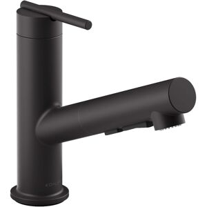 Kohler Crue 1.5 GPM Single Hole Pull Out Kitchen Faucet - Includes Escutcheon Black 7.56 In. L X 5.0 In. W X 9.19 In. H Kohler Crue 1.5 GPM Single Hole Pull Out Kitchen Faucet - Includes Escutcheon Black 7.56 In. L X 5.0 In. W X 9.19 In. H
