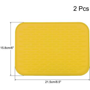 Unique Dish Drying Mat Set, Under Sink Drain Pad Heat Resistant for Kitchen - 8.5 x 6 x 0.24 inch Yellow 8.5 x 6 x 0.24 inch Unique Dish Drying Mat Set, Under Sink Drain Pad Heat Resistant for Kitchen - 8.5 x 6 x 0.24 inch Yellow 8.5 x 6 x 0.24 inch
