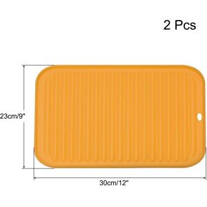 Unique Silicone Dish Drying Mat Set, 2Pcs Under Sink Drain Pad Heat Resistant - 12 x 9 x 0.24 inch Orange 12 x 9 x 0.24 inch Unique Silicone Dish Drying Mat Set, 2Pcs Under Sink Drain Pad Heat Resistant - 12 x 9 x 0.24 inch Orange 12 x 9 x 0.24 inch