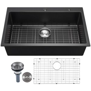 VEVOR Kitchen Sink Workstation, Drop-In Single Bowl Farmhouse Basin with Multiple Accessories Top-Mount-Sink, 33 Inch, No-Step Top-Mount-Sink, 33 Inch, No-Step VEVOR Kitchen Sink Workstation, Drop-In Single Bowl Farmhouse Basin with Multiple Accessories Top-Mount-Sink, 33 Inch, No-Step Top-Mount-Sink, 33 Inch, No-Step