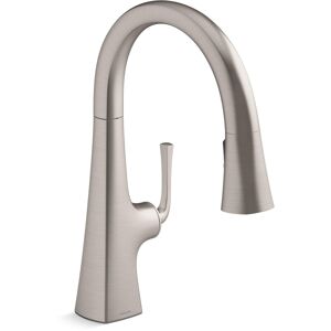 Kohler Graze 1.5 GPM Single Hole Pull Down Kitchen Faucet Silver 9.69 In. L X 5.0 In. W X 16.25 In. H Kohler Graze 1.5 GPM Single Hole Pull Down Kitchen Faucet Silver 9.69 In. L X 5.0 In. W X 16.25 In. H
