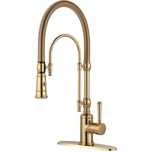 WOWOW Single Handle Gooseneck Pull Down Sprayer Kitchen Faucet Orange Without Soap Dispenser WOWOW Single Handle Gooseneck Pull Down Sprayer Kitchen Faucet Orange Without Soap Dispenser