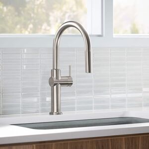 Kohler Crue 1.5 GPM Single Hole Pull Down Kitchen Faucet - Includes Escutcheon Silver 8.56 In. L X 5.0 In. W X 17.19 In. H Kohler Crue 1.5 GPM Single Hole Pull Down Kitchen Faucet - Includes Escutcheon Silver 8.56 In. L X 5.0 In. W X 17.19 In. H