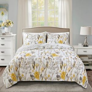 Lush Decor Adalia 3 Piece Quilt Set Yellow & Gray King Lush Decor Adalia 3 Piece Quilt Set Yellow & Gray King