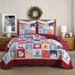 MarCielo 3 Pcs Festive Christmas Quilt Bedspread Set Holiday Bedding C104 Red Queen MarCielo 3 Pcs Festive Christmas Quilt Bedspread Set Holiday Bedding C104 Red Queen