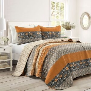 The Curated Nomad La Boheme Floral Cottage 3-piece Striped Quilt Set Yellow & Gray King The Curated Nomad La Boheme Floral Cottage 3-piece Striped Quilt Set Yellow & Gray King