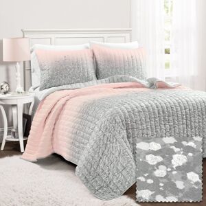 Lush Decor Glitter Ombre Metallic Print Quilt Set Pink Full - Queen Lush Decor Glitter Ombre Metallic Print Quilt Set Pink Full - Queen