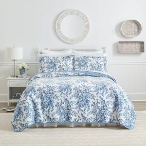 Laura Ashley Bedford Cotton Reversible Quilt Set Blue King Laura Ashley Bedford Cotton Reversible Quilt Set Blue King
