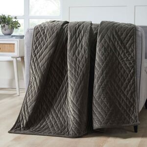 Superior Karina Cotton Velvet Lightweight Quilt Grey Throw Superior Karina Cotton Velvet Lightweight Quilt Grey Throw