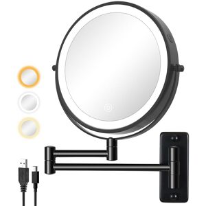 CoolArea 8in. LED Light Wall Mounted Makeup Mirror with 3 Colors, 1x/10x HD Magnifying Double-Sided Mirror, Extension Arm Black Small (Under 15'' high) CoolArea 8in. LED Light Wall Mounted Makeup Mirror with 3 Colors, 1x/10x HD Magnifying Double-Sided Mirror, Extension Arm Black Small (Under 15'' high)