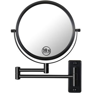 CoolArea 8 in. Small Round 10X HD Magnifying Double Sided Telescopic Bathroom Makeup Mirror Black Small (Under 15'' high) CoolArea 8 in. Small Round 10X HD Magnifying Double Sided Telescopic Bathroom Makeup Mirror Black Small (Under 15'' high)
