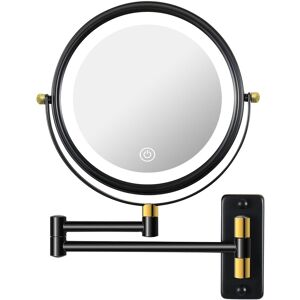 Cool Area 3 Color LED Light Wall Mounted Makeup Mirror, 1x/10x HD Magnifying Double-Sided Mirror, Extension Arm, Built-in 2000mAh Battery Black/Gold Small (Under 15'' high) Cool Area 3 Color LED Light Wall Mounted Makeup Mirror, 1x/10x HD Magnifying Double-Sided Mirror, Extension Arm, Built-in 2000mAh Battery Black/Gold Small (Under 15'' high)