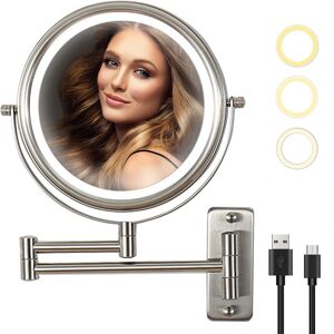 Yulika Plug-in Wall Mounted Makeup Mirror Magnifying Mirror with Light 1X/10X or 1X/7X Nickel-10X Small (Under 15'' high) Yulika Plug-in Wall Mounted Makeup Mirror Magnifying Mirror with Light 1X/10X or 1X/7X Nickel-10X Small (Under 15'' high)