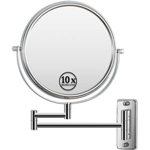 CoolArea 8 in. Small Round 10X HD Magnifying Double Sided Telescopic Bathroom Makeup Mirror Chrome Small (Under 15'' high) CoolArea 8 in. Small Round 10X HD Magnifying Double Sided Telescopic Bathroom Makeup Mirror Chrome Small (Under 15'' high)