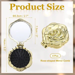 Unique Travel Hair Brush with Mirror, Rose Shape Mini Massage Hairbrush Portable Makeup Pocket Folding for Women Girls Gym Gold 4Pcs Unique Travel Hair Brush with Mirror, Rose Shape Mini Massage Hairbrush Portable Makeup Pocket Folding for Women Girls Gym Gold 4Pcs