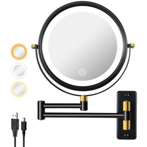 CoolArea 8in. LED Light Wall Mounted Makeup Mirror with 3 Colors, 1x/10x HD Magnifying Double-Sided Mirror, Extension Arm Black Small (Under 15'' high) CoolArea 8in. LED Light Wall Mounted Makeup Mirror with 3 Colors, 1x/10x HD Magnifying Double-Sided Mirror, Extension Arm Black Small (Under 15'' high)