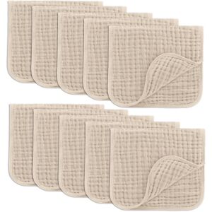 Baby Burp Cloths - 100% Muslin Cotton by Comfy Cubs Sand 10P Pack of 10 Baby Burp Cloths - 100% Muslin Cotton by Comfy Cubs Sand 10P Pack of 10