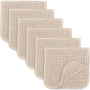 Baby Burp Cloths - 100% Muslin Cotton by Comfy Cubs Sand 6P Pack of 6 Baby Burp Cloths - 100% Muslin Cotton by Comfy Cubs Sand 6P Pack of 6